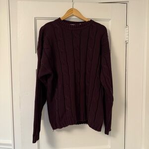 Perry Ellis Maroon Cable Knit Sweater